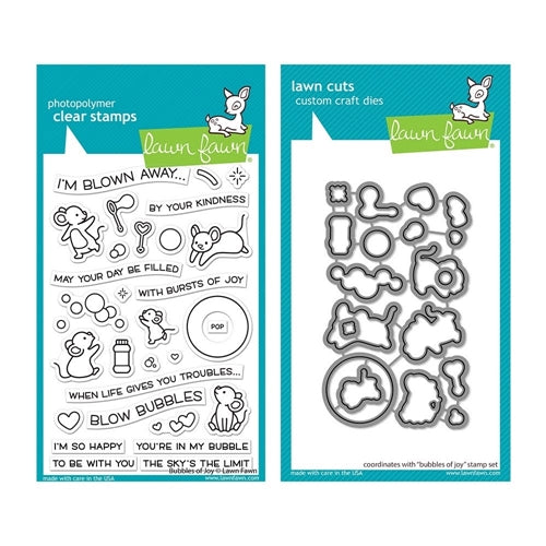 Simon Says Stamp! Lawn Fawn SET BUBBLES OF JOY Clear Stamps and Dies lfboj
