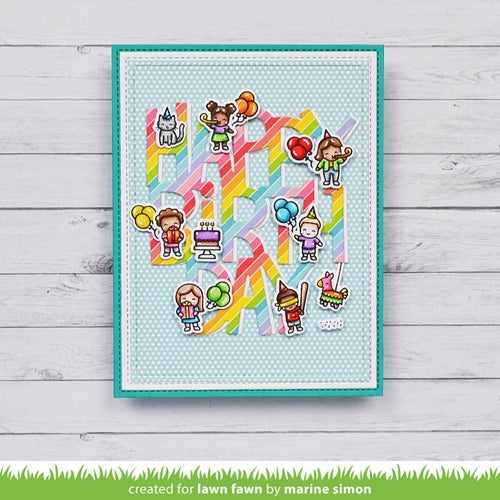 Simon Says Stamp! Lawn Fawn SET TINY BIRTHDAY FRIENDS Clear Stamps and Dies lftbf