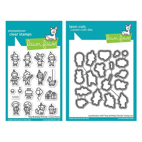 Simon Says Stamp! Lawn Fawn SET TINY BIRTHDAY FRIENDS Clear Stamps and Dies lftbf