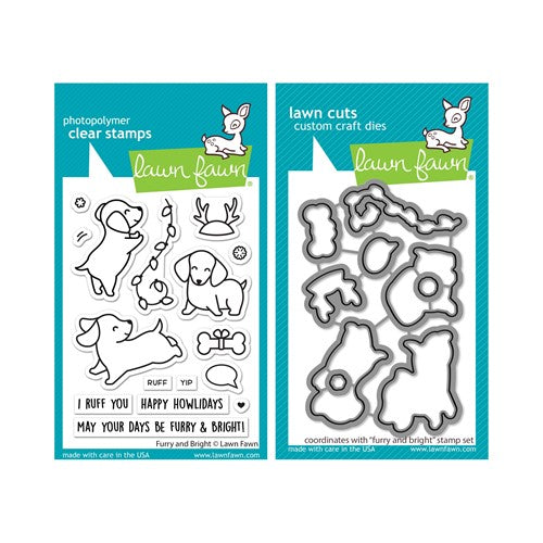 Simon Says Stamp! Lawn Fawn SET FURRY AND BRIGHT Clear Stamps and Dies lffab