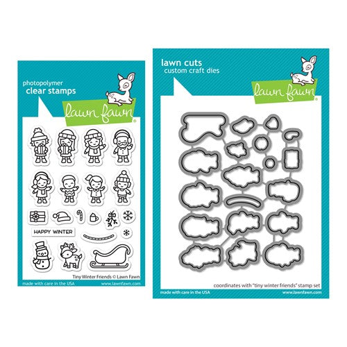 Simon Says Stamp! Lawn Fawn SET TINY WINTER FRIENDS Clear Stamps and Dies lftwf