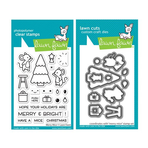 Simon Says Stamp! Lawn Fawn SET MERRY MICE Clear Stamps and Dies lfmm