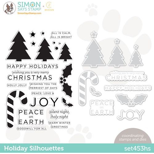 Simon Says Stamp! CZ Design Stamps and Dies HOLIDAY SILHOUETTES set453hs Peace On Earth