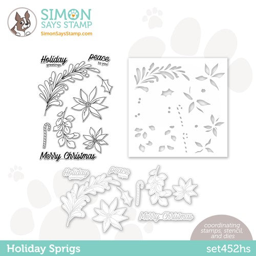 Simon Says Stamp! Simon Says Stamps Dies and Stencil HOLIDAY SPRIGS set452hs