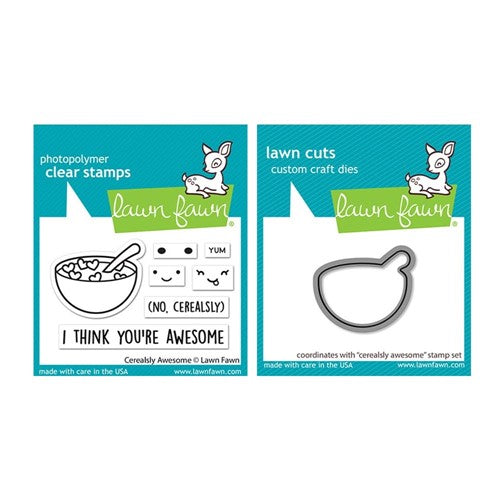 Simon Says Stamp! Lawn Fawn SET CEREALSLY AWESOME Clear Stamps and Dies lfca