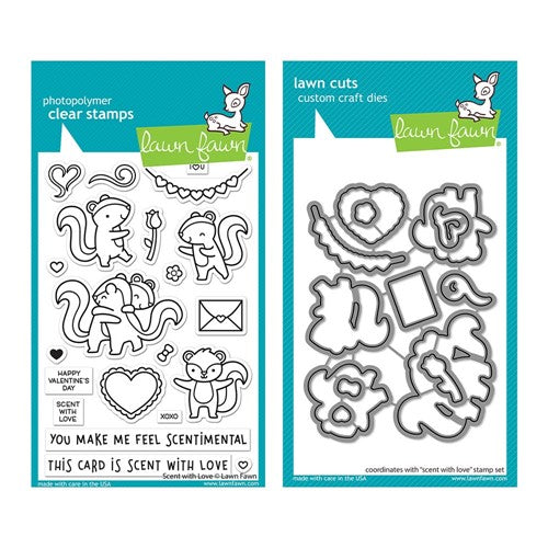 Simon Says Stamp! Lawn Fawn SET SCENT WITH LOVE Clear Stamps and Dies lfswl