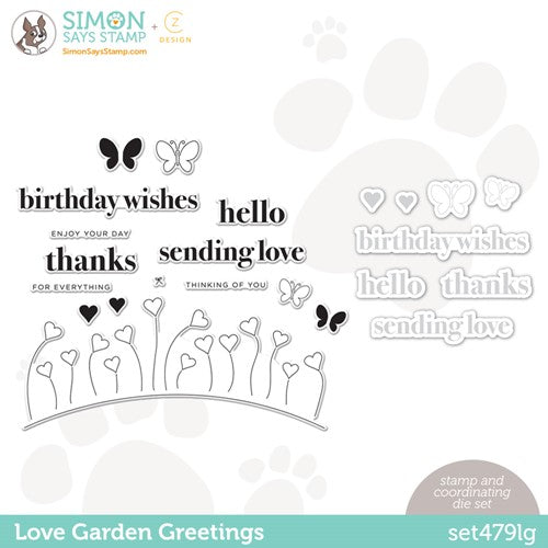 Simon Says Stamp! CZ Design Stamps and Dies LOVE GARDEN GREETINGS set479lg To The Moon