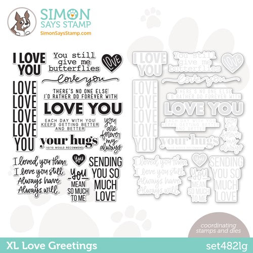 Simon Says Stamp! Simon Says Stamps and Dies XL LOVE GREETINGS set482lg