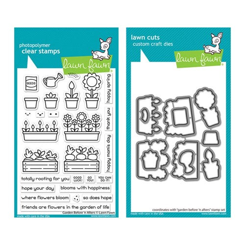 Simon Says Stamp! Lawn Fawn SET GARDEN BEFORE 'N AFTERS Clear Stamps and Dies s2lfgba