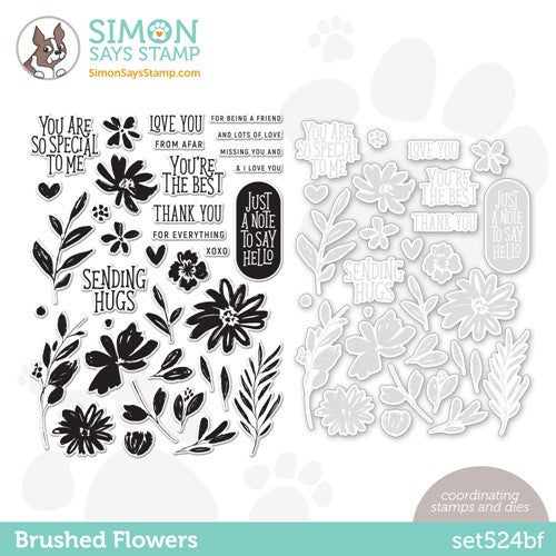 Simon Says Stamp! Simon Says Stamps and Dies BRUSHED FLOWERS set524bf