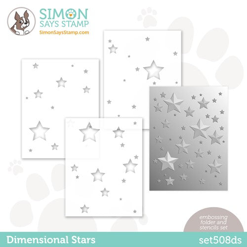 Simon Says Stamp! Simon Says Stamp Embossing Folder and Stencils DIMENSIONAL STARS set508ds