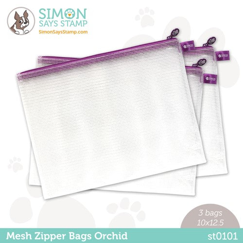 Simon Says Stamp! Simon Says Stamp ORCHID Purple MESH ZIPPER BAGS 3 Pack st0101
