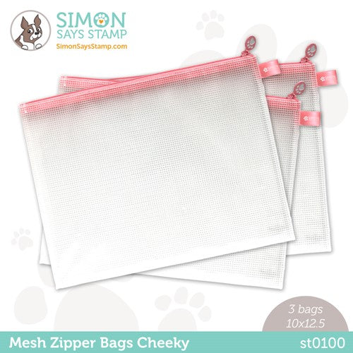 Simon Says Stamp! Simon Says Stamp CHEEKY Pink MESH ZIPPER BAGS 3 Pack st0100