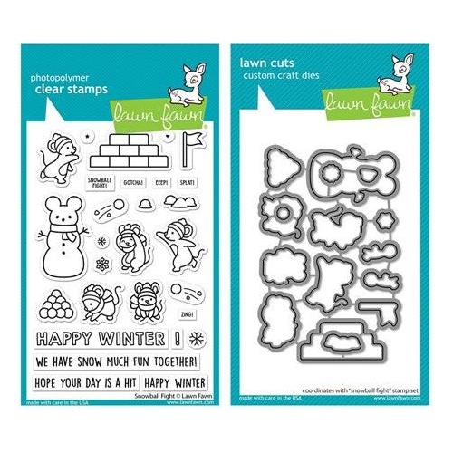 Simon Says Stamp! Lawn Fawn SET SNOWBALL FIGHT Clear Stamps and Dies a2lfsf