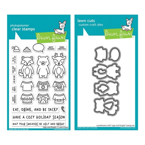 Simon Says Stamp! Lawn Fawn SET UGLY AND BRIGHT Clear Stamps and Dies a2lfub