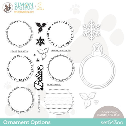 Simon Says Stamp! CZ Design Stamps and Dies ORNAMENT OPTIONS set543oo
