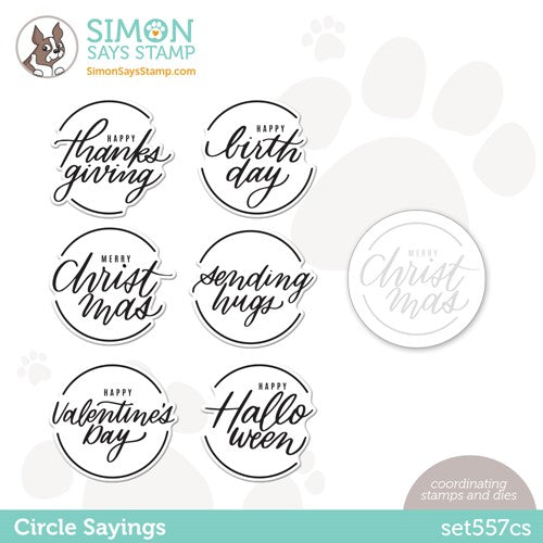 Simon Says Stamp! Simon Says Stamps and Dies CIRCLE SAYINGS set557cs Stamptember