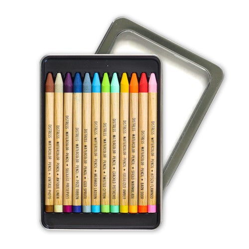 Tim Holtz Distress Watercolor Pencils Set 2 And Pencil Sharpener Bundle no lid
