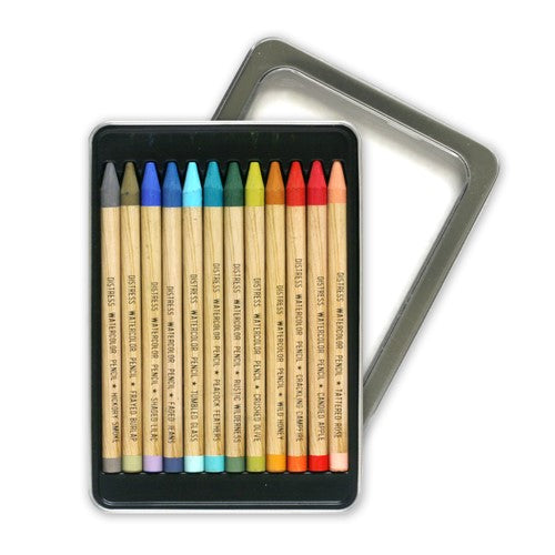 Tim Holtz Distress Watercolor Pencils Set 3 And Pencil Sharpener Bundle no top