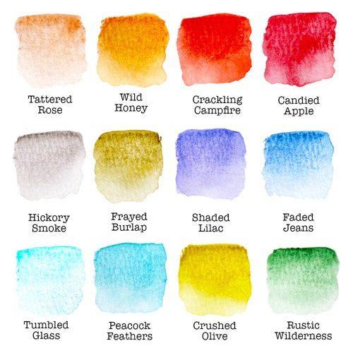 Tim Holtz Distress Watercolor Pencils Set 3 And Pencil Sharpener Bundle swatches