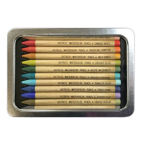 Tim Holtz Distress Watercolor Pencils Set 3 And Pencil Sharpener Bundle unwrapped