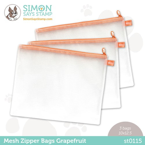 Simon Says Stamp! Simon Says Stamp GRAPEFRUIT MESH ZIPPER BAGS 3 Pack st0115