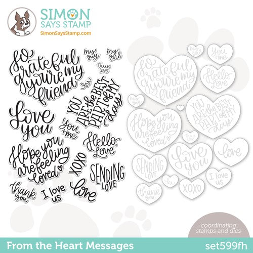 Simon Says Stamp! RESERVE Simon Says Stamps and Dies FROM THE HEART MESSAGES set599fh Kisses