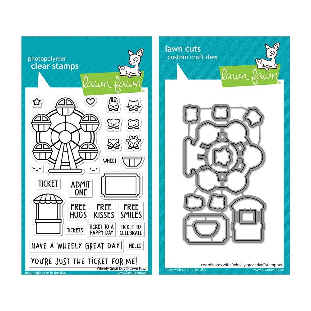 Lawn Fawn Set Wheely Great Day Clear Stamps and Dies lfwgd