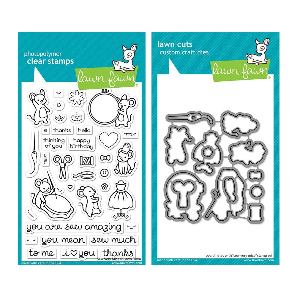 Lawn Fawn Set Sew Very Mice Clear Stamps and Dies lfsvm