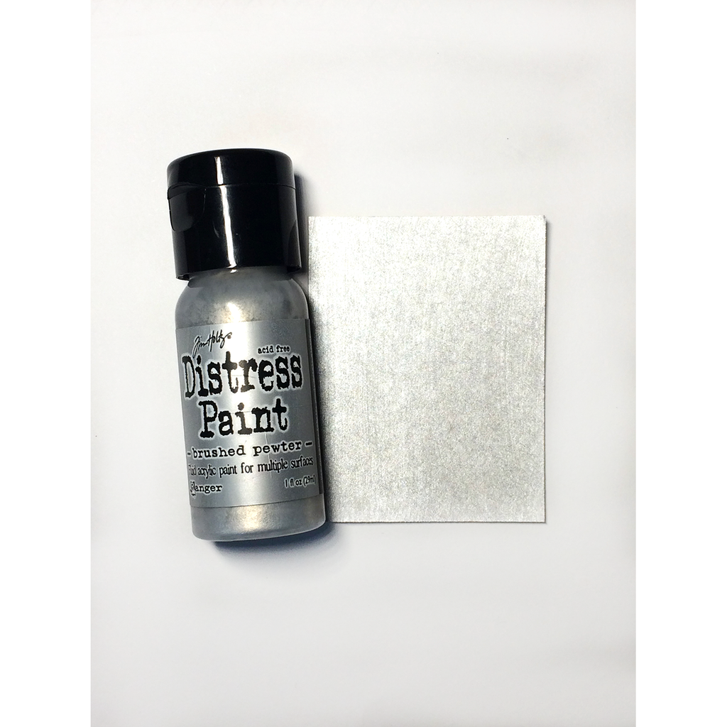 Tim Holtz Flip Top Distress Paint Brushed Pewter Ranger TDF52968 Color Swatch