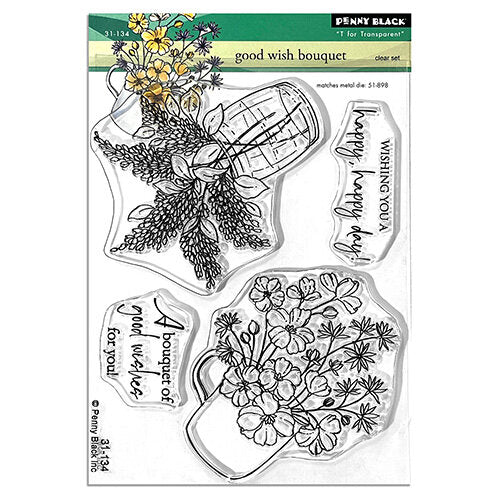 1 Penny Black Good Wishes Bouquet Clear Stamp and Die Set product image