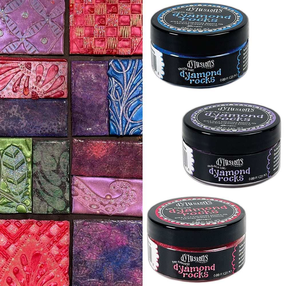 Ranger Dylusions Pink Flamingo Dyamond Rocks dym83719 Colorful Embossing Project