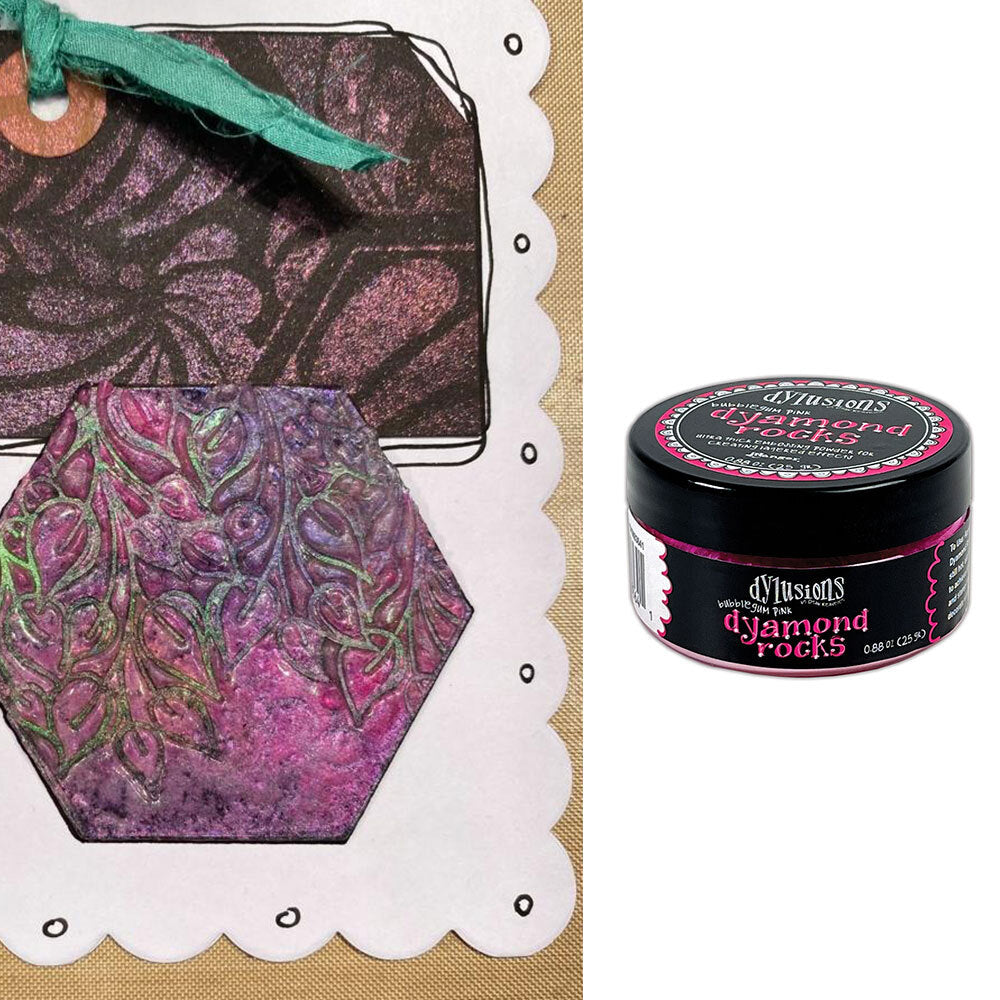 Ranger Dylusions Bubblegum Pink Dyamond Rocks dym83641 Colorful Embossing Project