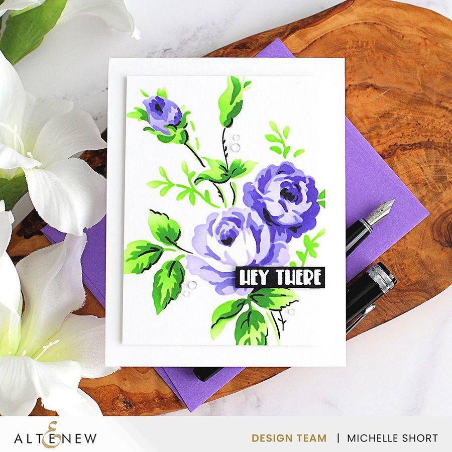 Altenew Dynamic Duo Dainty Roses Clear Stamp and Stencil Set alt8102 hey there