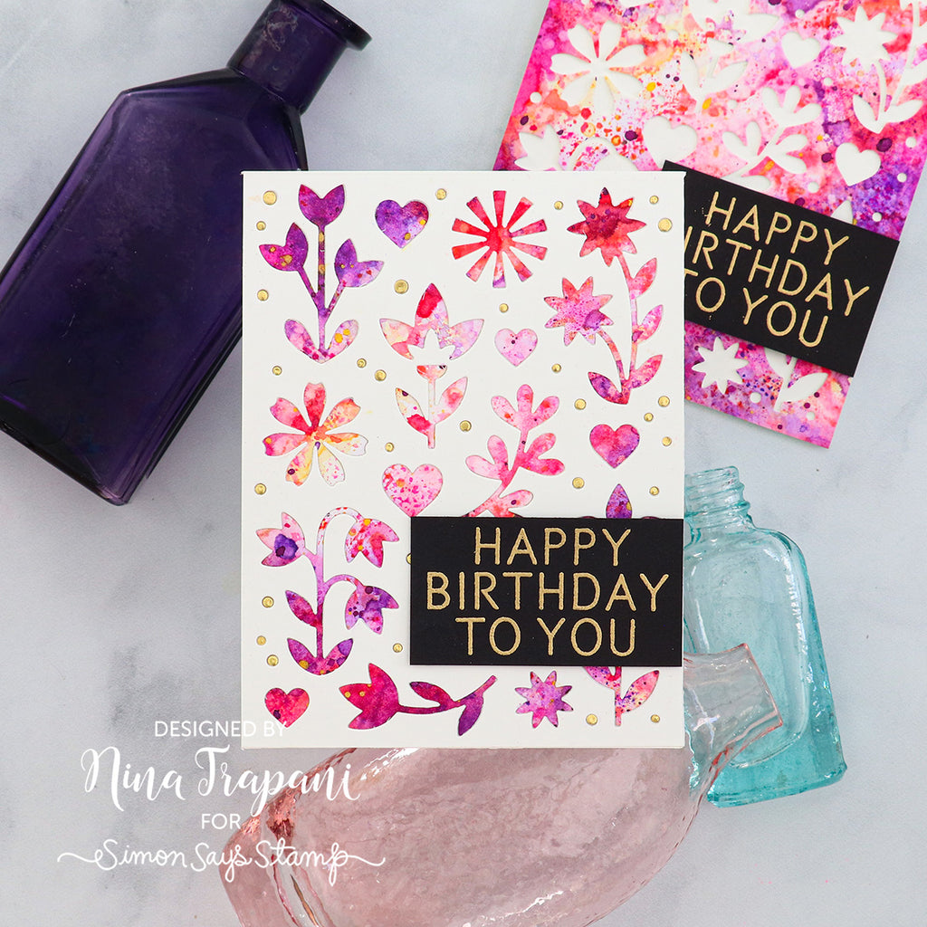 Hero Arts Flower and Hearts Cover Plate Die df189 happy birthday | color-code:ALT01