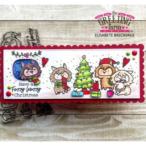 The Greeting Farm Alpaca Christmas Clear Stamps Fuzzy Wuzzy Slimline | color-code:ALT02
