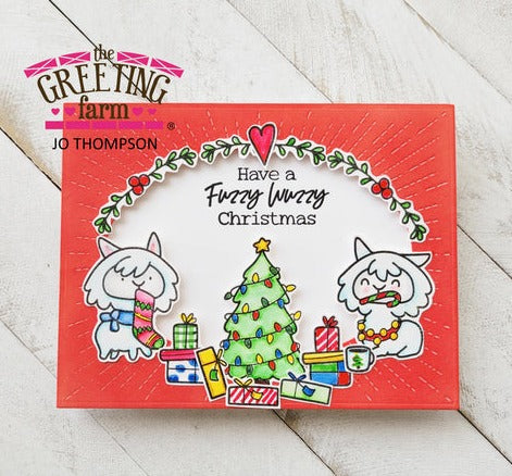 The Greeting Farm Alpaca Christmas Clear Stamps Fuzzy Wuzzy Scene | color-code:ALT01