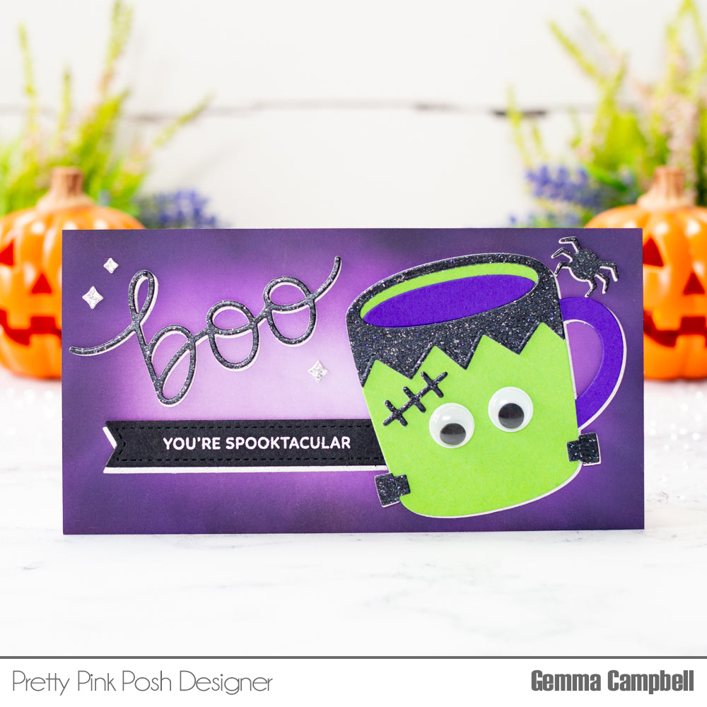 Pretty Pink Posh Large Boo Shadow Dies spooky mug