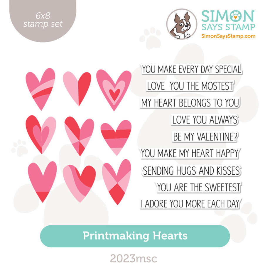 【絶版！新品】メッセージ オブ ハート 心のささやき Herz flimmern Simon Says Clear Stamps Printmaking Hearts 2023msc Sweetheart