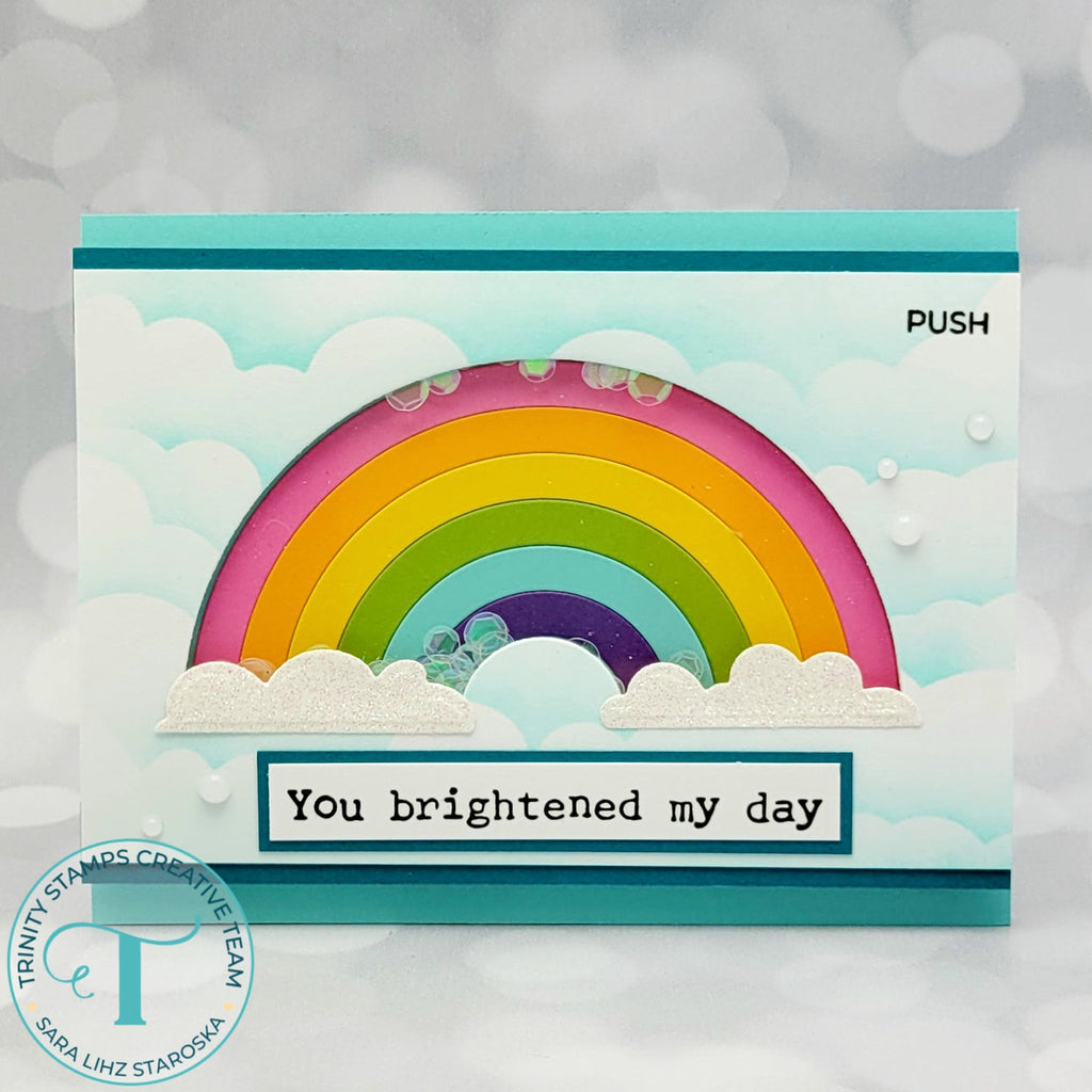 Trinity Stamps Rainbow Shaker Dies tmd-280 You Brightened My Day Card