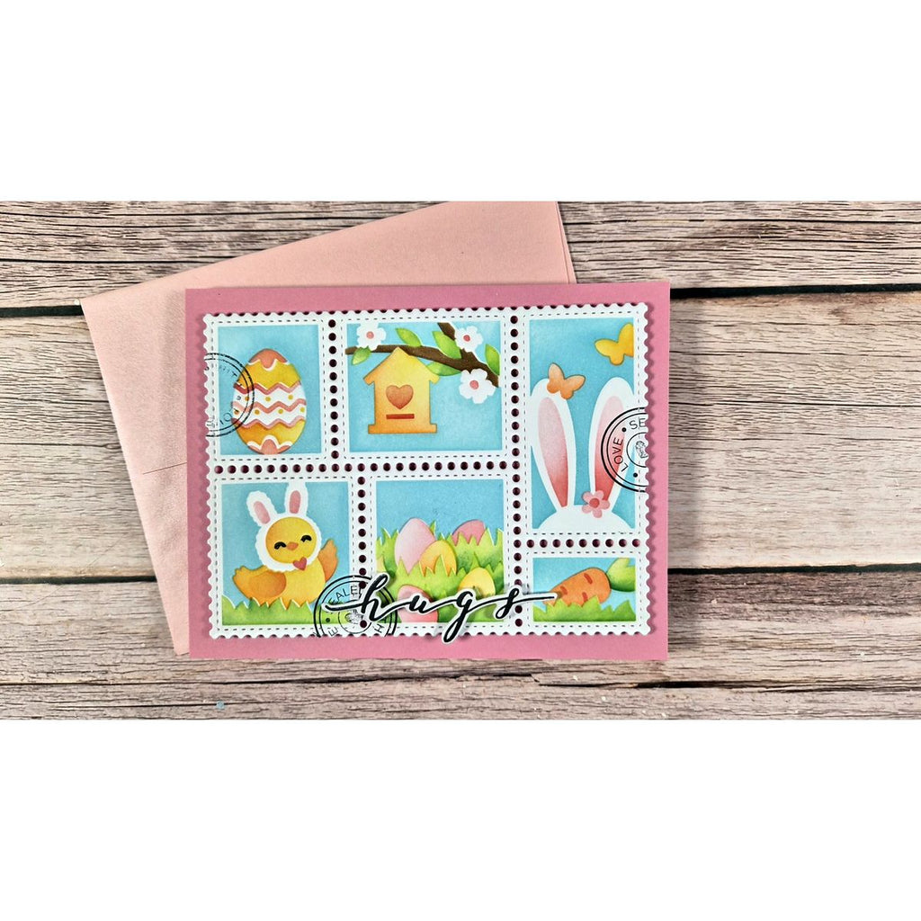 Waffle Flower Postage Collage Egg Hunt Stencils 422363 hugs