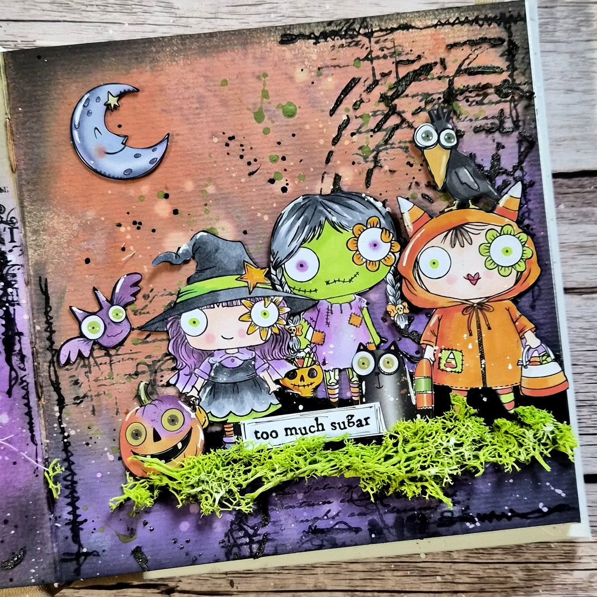 AALL & Create Spellbound A7 Clear Stamp Set 1424 crow moss witch zombie girl too much sugar card | color-code:ALT01