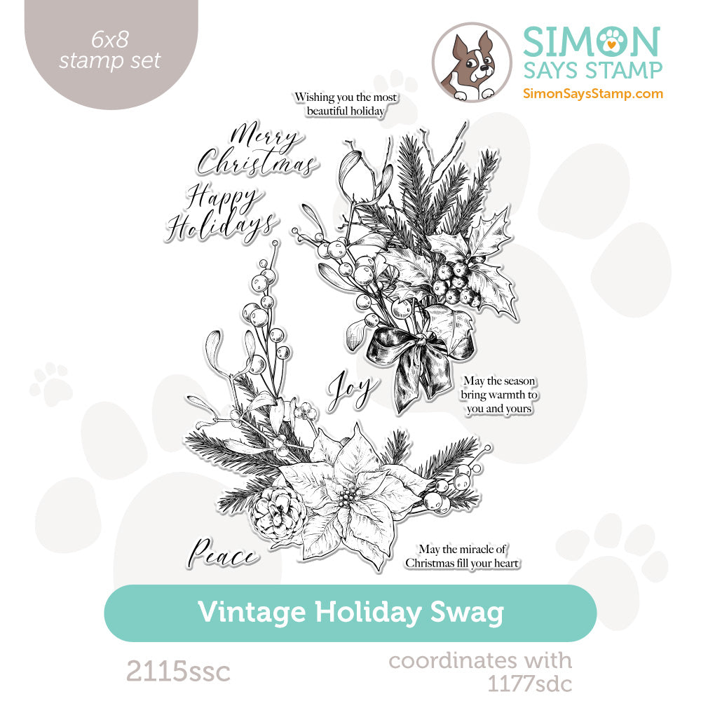 Simon Says Clear Stamps Vintage Holiday Swag 2115ssc Sweet Wishes