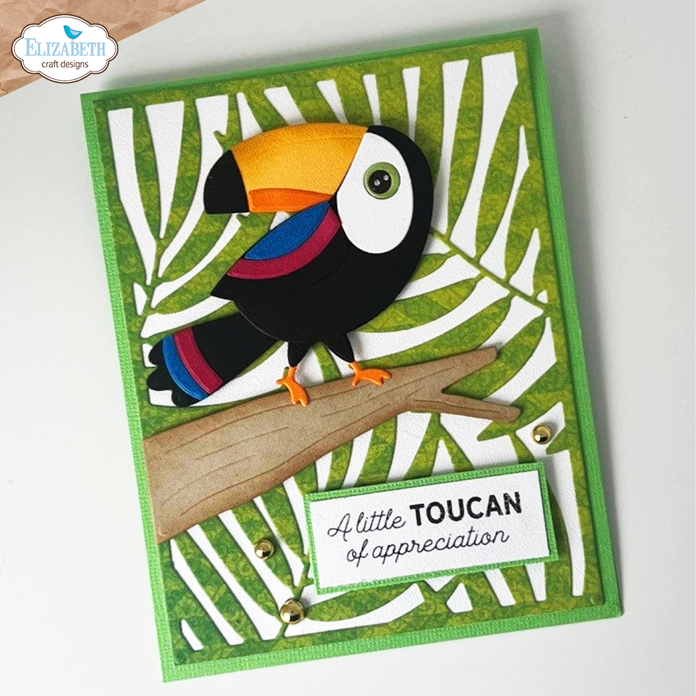 Elizabeth Craft Designs Leaves Background Dies 2130 toucan
