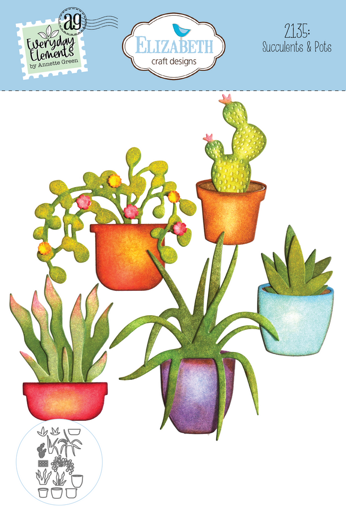 Elizabeth Craft Designs Succulents & Pots Dies 2135