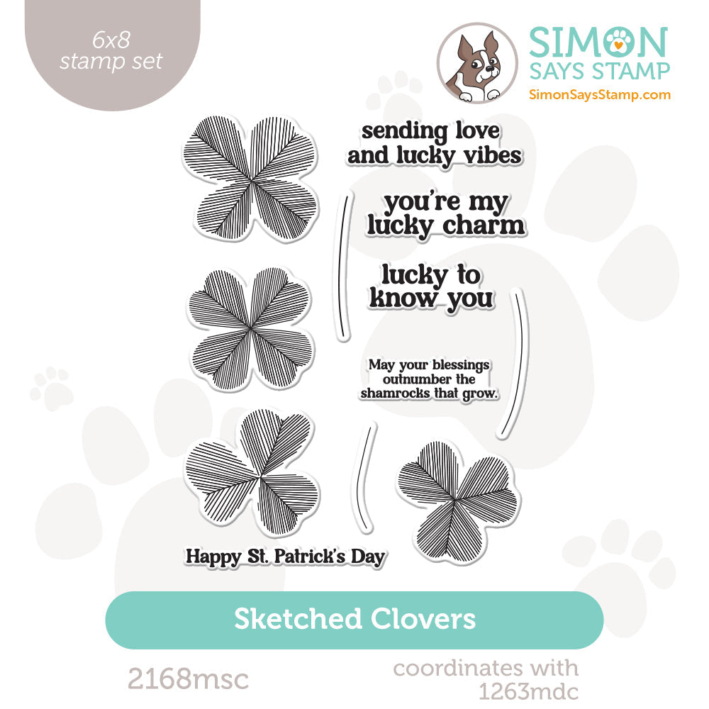 Simon Says Clear Stamps Sketched Clovers 2168msc To Be Loved