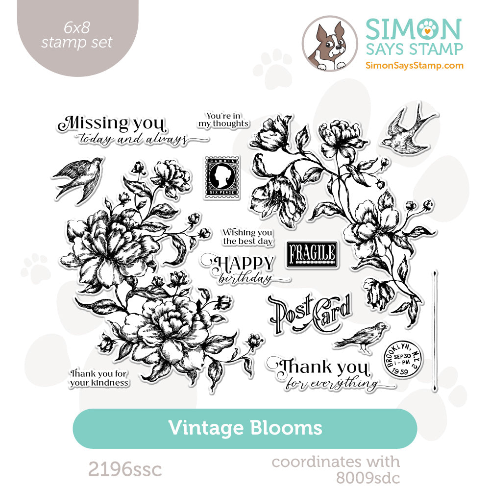 Simon Says Clear Stamps Vintage Blooms 2196ssc Moments in Time