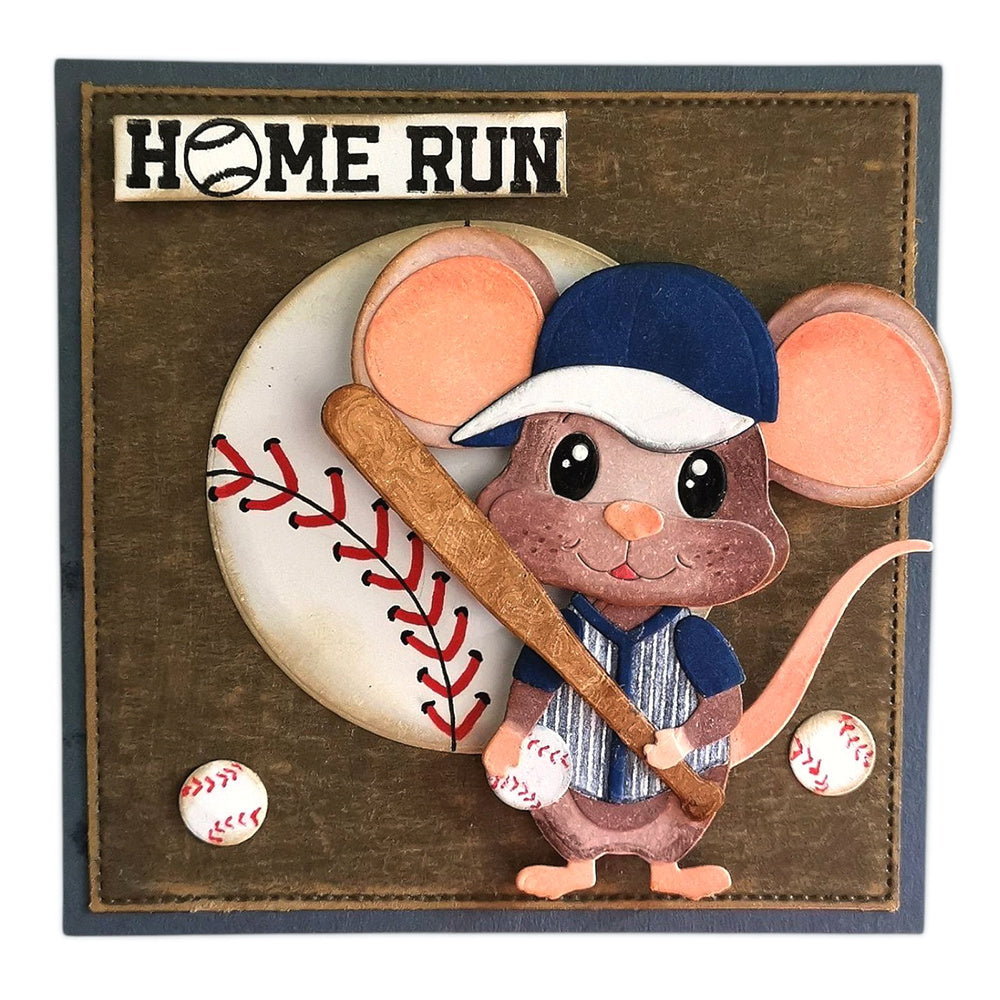 Elizabeth Craft Designs Mouse Sports Accessories Stamps and Dies Bundle