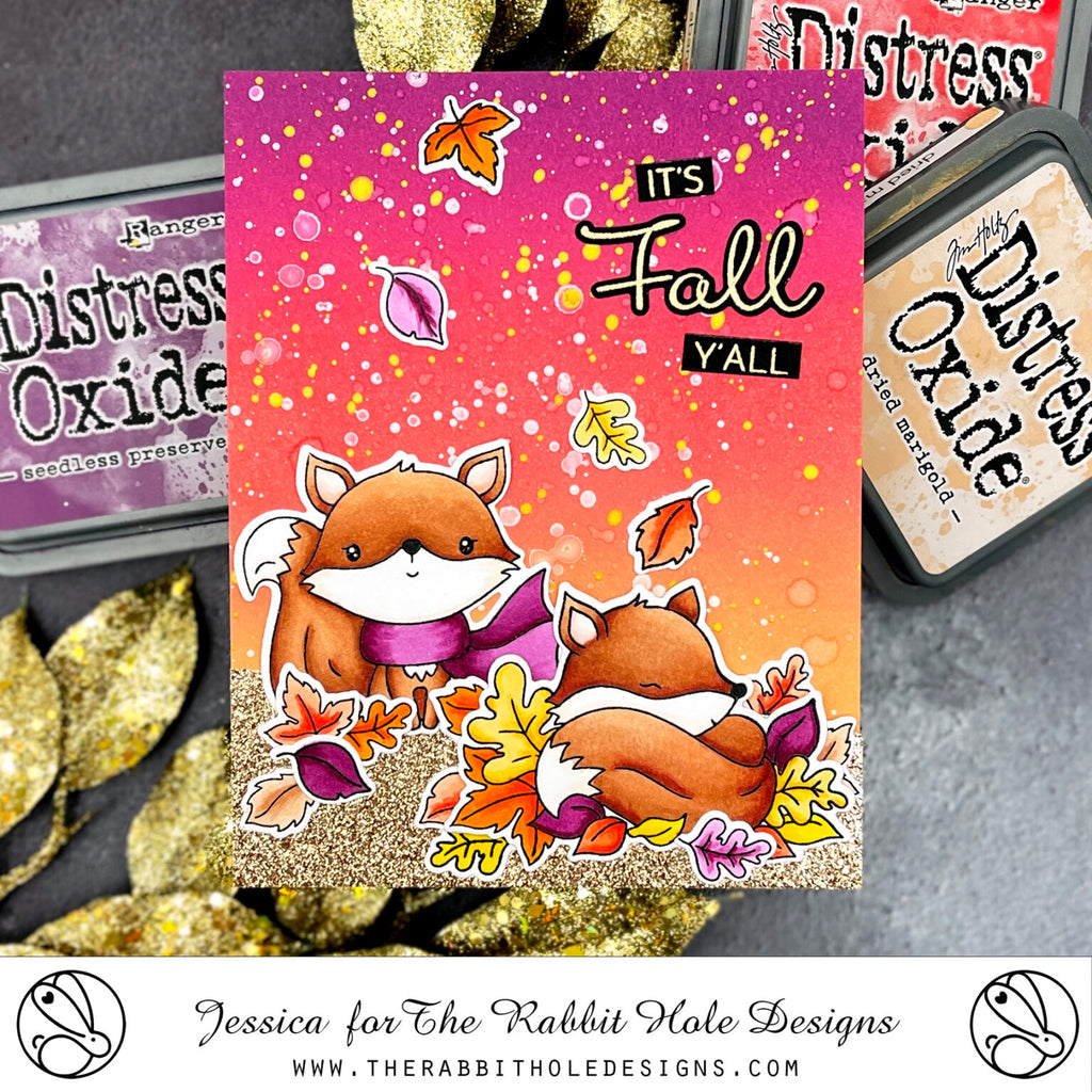 The Rabbit Hole Designs Fall Foxes Clear Stamps TRH-215 it's fall