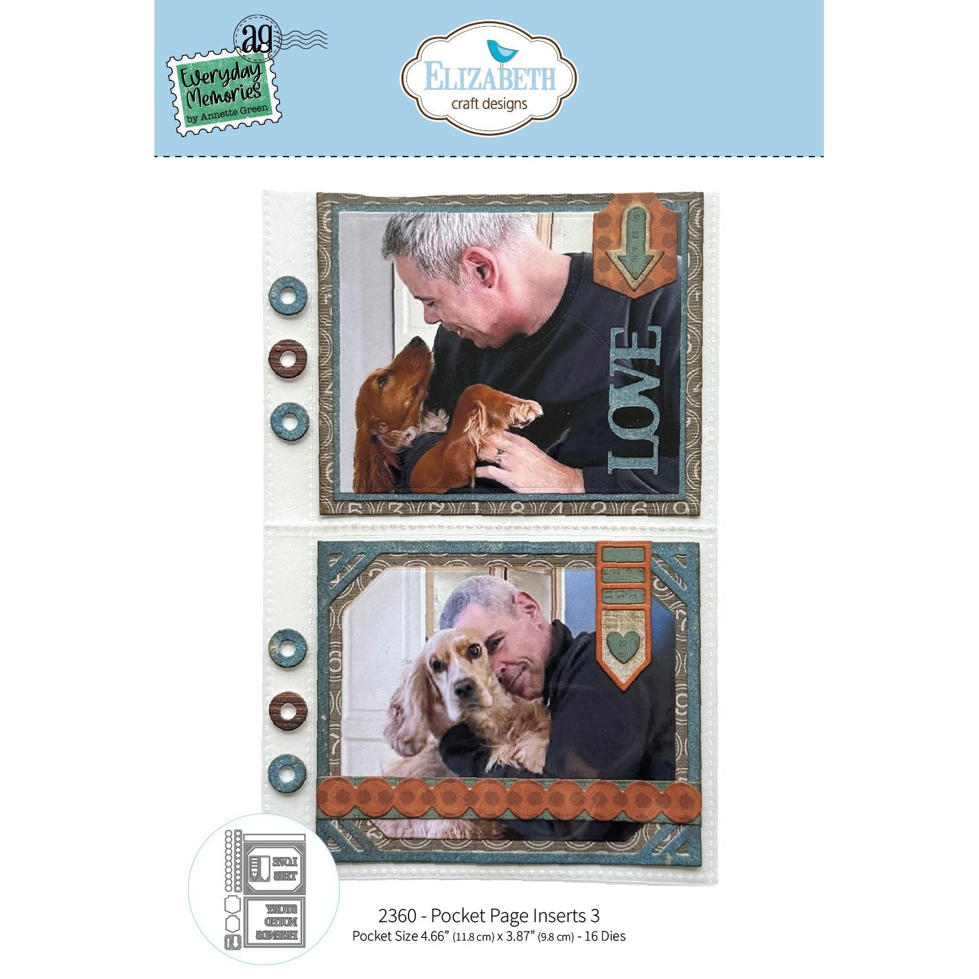 Elizabeth Craft Designs Pocket Page Inserts 3 Dies 2360